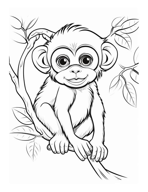 baby monkey coloring pages|printable picture of a monkey.